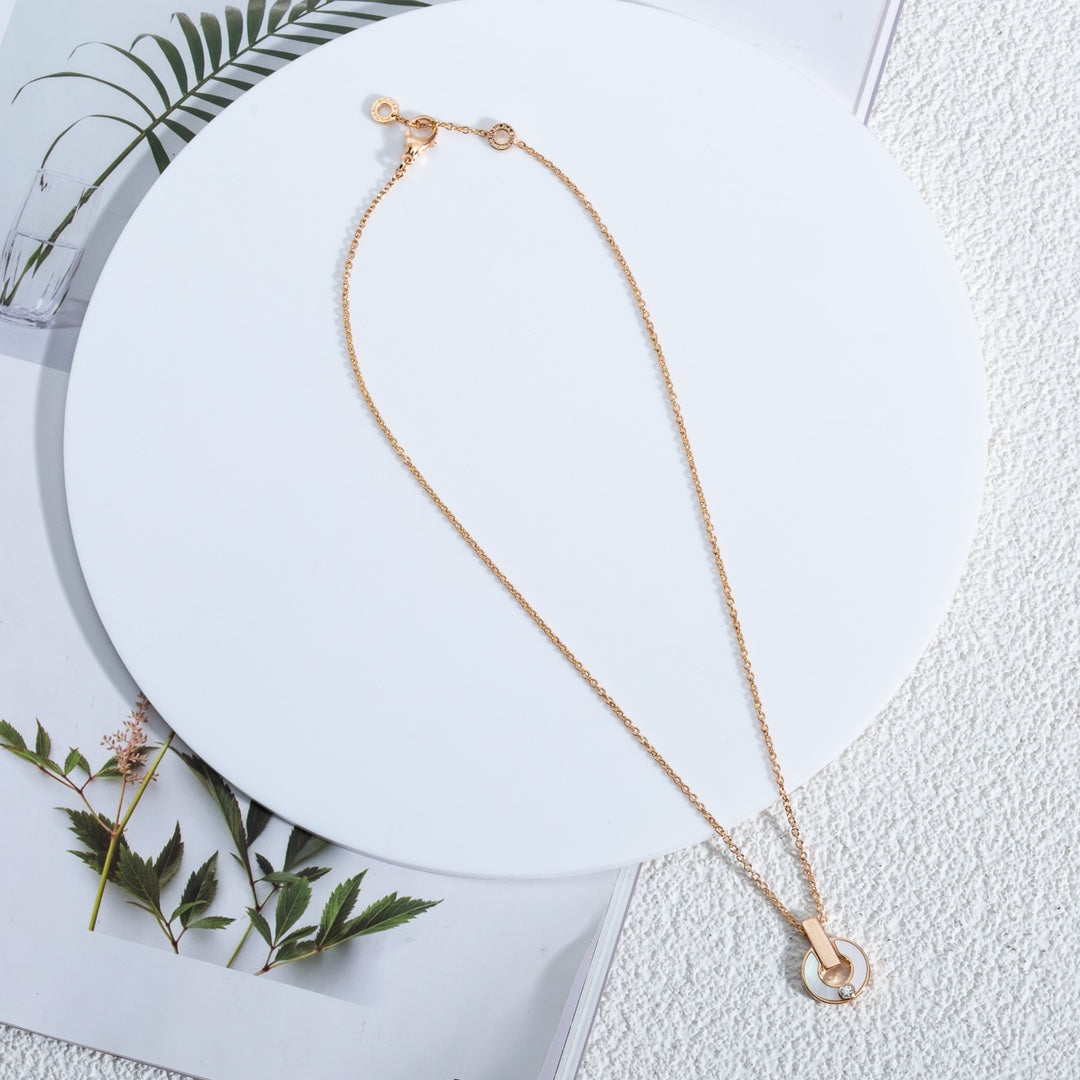 [Clover Jewelry]GARI NECKLACE PINK GOLD MOP