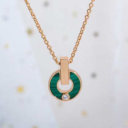 [Clover Jewelry]GARI NECKLACE PINK GOLD MALACHITE