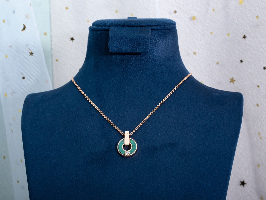 [Clover Jewelry]GARI NECKLACE PINK GOLD MALACHITE