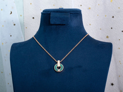 [Clover Jewelry]GARI NECKLACE PINK GOLD MALACHITE