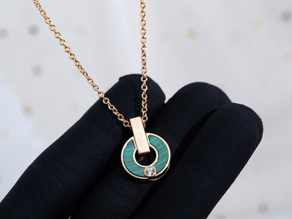 [Clover Jewelry]GARI NECKLACE PINK GOLD MALACHITE