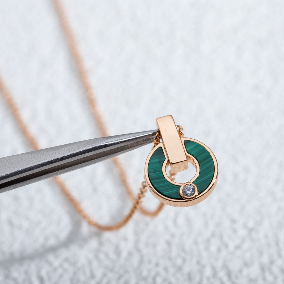 [Clover Jewelry]GARI NECKLACE PINK GOLD MALACHITE