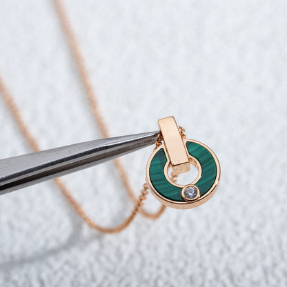 [Clover Jewelry]GARI NECKLACE PINK GOLD MALACHITE