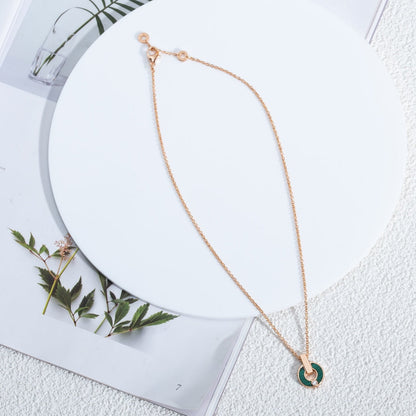 [Clover Jewelry]GARI NECKLACE PINK GOLD MALACHITE