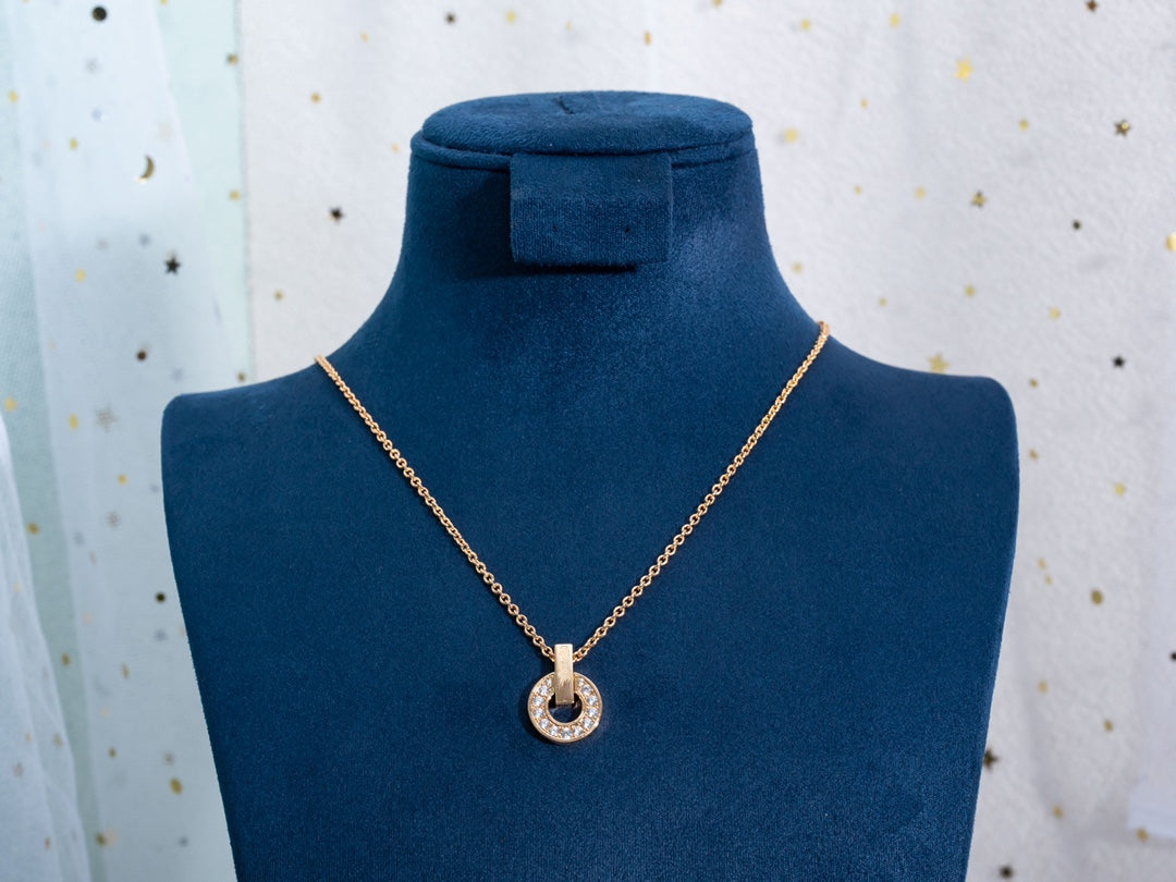 [Clover Jewelry]GARI NECKLACE PINK GOLD DIAMOND