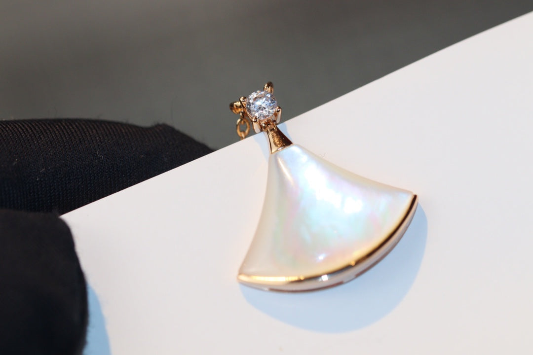 [Clover Jewelry]DREAM NECKLACE WHITE MOP PINK GOLD 1 DIAMOND