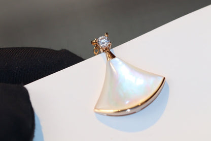 [Clover Jewelry]DREAM NECKLACE WHITE MOP PINK GOLD 1 DIAMOND