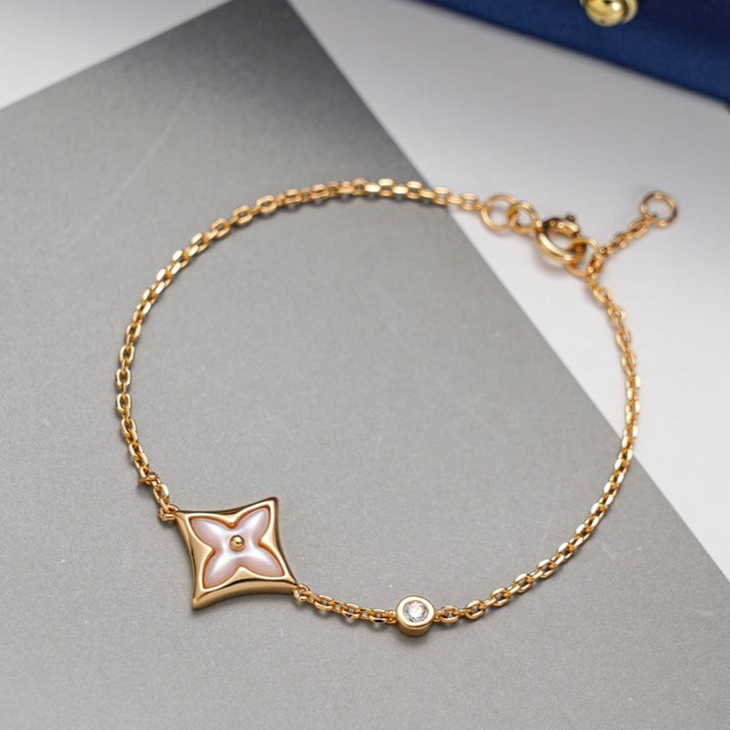 [Clover Jewelry]STAR 1 DIAMOND PINK GOLD BRACELET