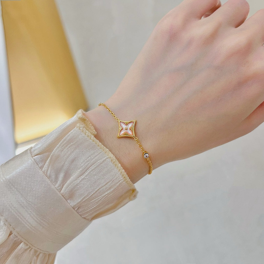 [Clover Jewelry]STAR 1 DIAMOND PINK GOLD BRACELET