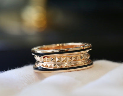 [Clover Jewelry]ZERO 1 PINK GOLD BLACK CERAMIC RING