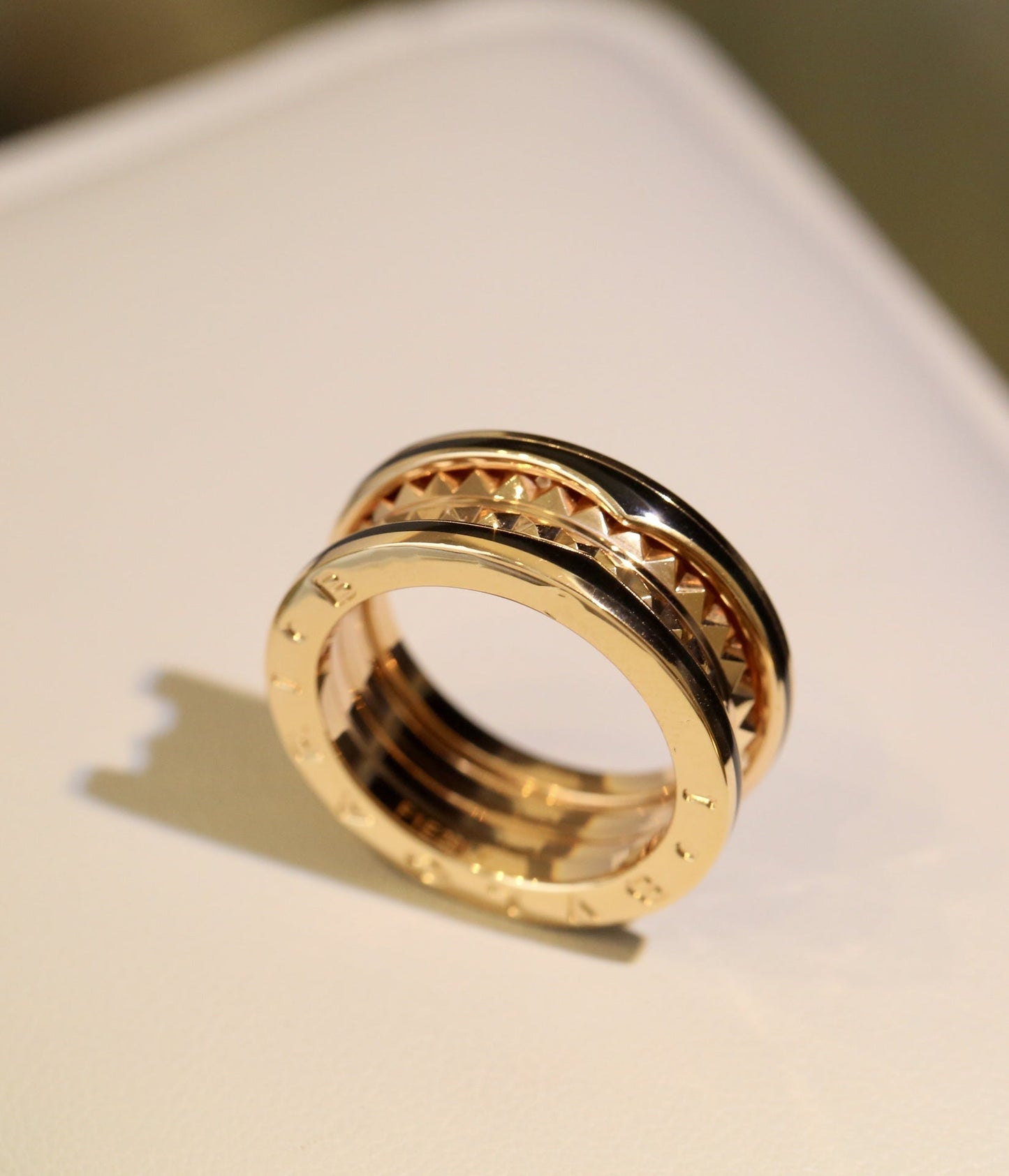 [Clover Jewelry]ZERO 1 PINK GOLD BLACK CERAMIC RING