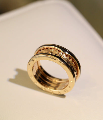 [Clover Jewelry]ZERO 1 PINK GOLD BLACK CERAMIC RING