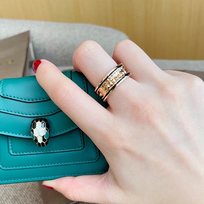 [Clover Jewelry]ZERO 1 PINK GOLD BLACK CERAMIC RING