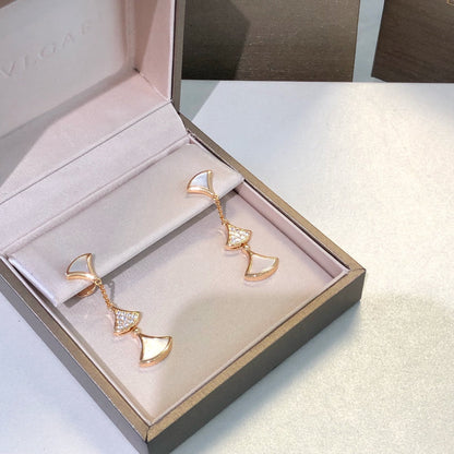 [Clover Jewelry]DREAM EARRINGS 3 MOTIFS DIAMOND MOP PINK GOLD