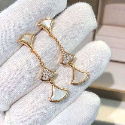 [Clover Jewelry]DREAM EARRINGS 3 MOTIFS DIAMOND MOP PINK GOLD