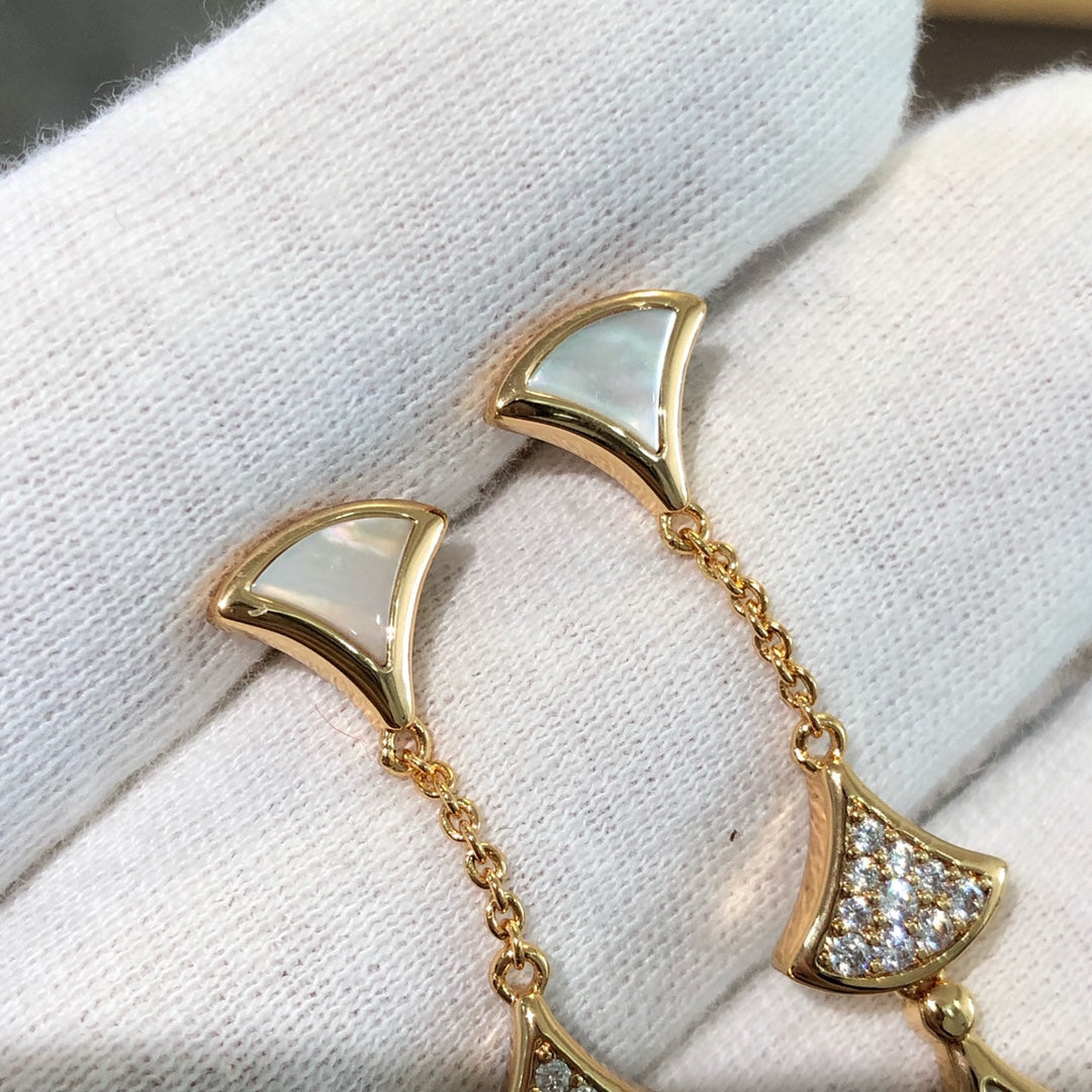 [Clover Jewelry]DREAM EARRINGS 3 MOTIFS DIAMOND MOP PINK GOLD