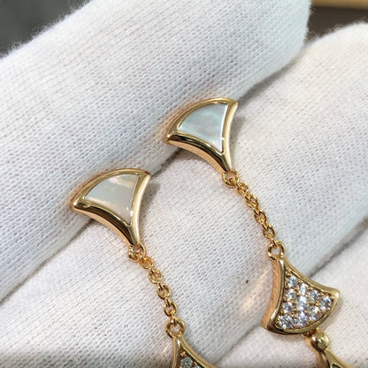 [Clover Jewelry]DREAM EARRINGS 3 MOTIFS DIAMOND MOP PINK GOLD