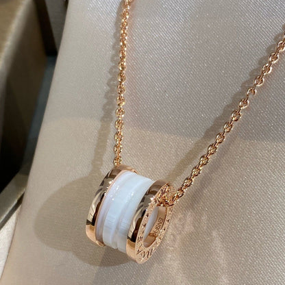 [Clover Jewelry]ZERO 1 WHITE CERAMIC PINK GOLD NECKLACE