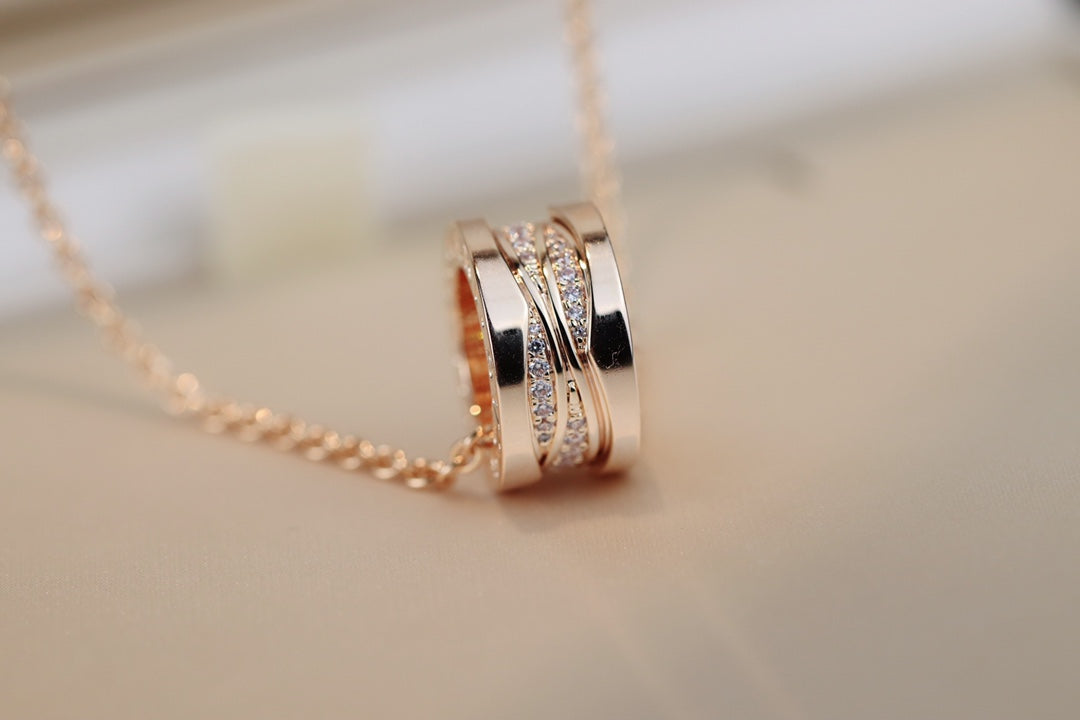 [Clover Jewelry]ZERO 1 PINK GOLD DIAMOND NECKLACE