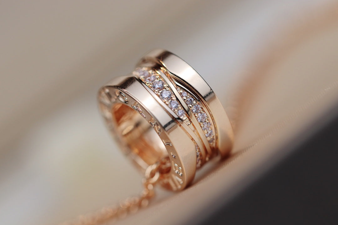 [Clover Jewelry]ZERO 1 PINK GOLD DIAMOND NECKLACE