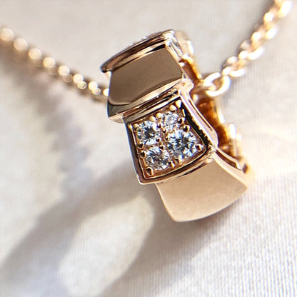 [Clover Jewelry]SERPENTI PEDANT DIAMOND PINK GOLD NECKLACE
