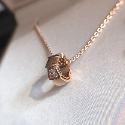 [Clover Jewelry]SERPENTI PEDANT DIAMOND PINK GOLD NECKLACE