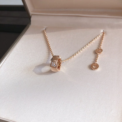 [Clover Jewelry]SERPENTI PEDANT DIAMOND PINK GOLD NECKLACE