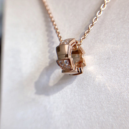 [Clover Jewelry]SERPENTI PEDANT DIAMOND PINK GOLD NECKLACE