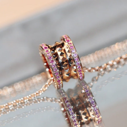 [Clover Jewelry]ZERO 1 ROCK PINK GOLD PINK DIAMOND NECKLACE