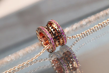 [Clover Jewelry]ZERO 1 ROCK PINK GOLD PINK DIAMOND NECKLACE