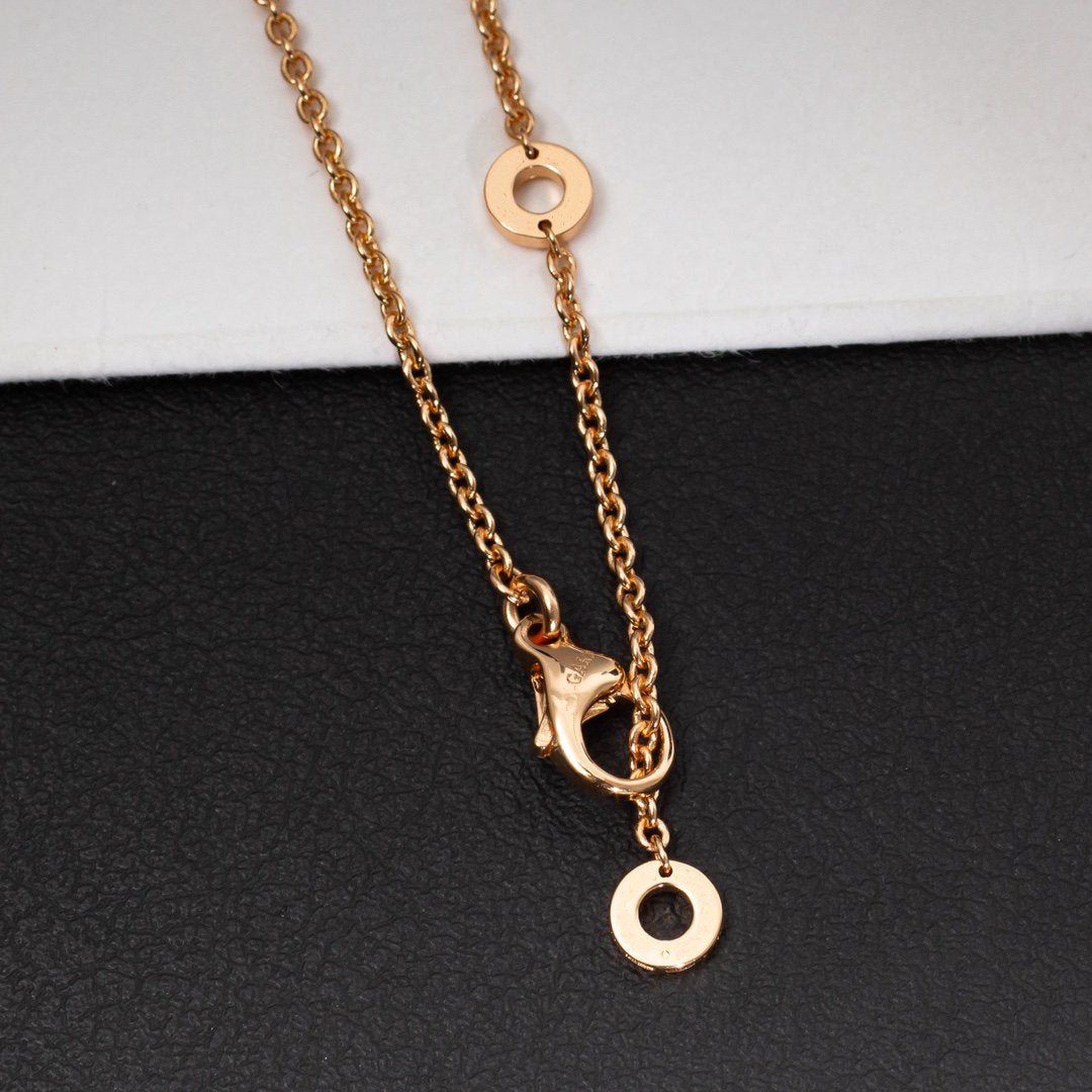 [Clover Jewelry]ZERO 1 WHITE CERAMIC PINK GOLD DIAMOND NECKLACE