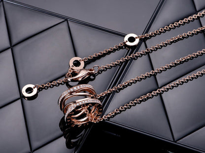 [Clover Jewelry]ZERO 1 PINK GOLD DIAMOND OPEN NECKLACE