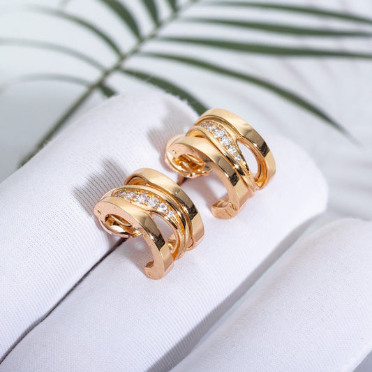 [Clover Jewelry]ZERO 1 PINK GOLD DIAMONDS EARRINGS