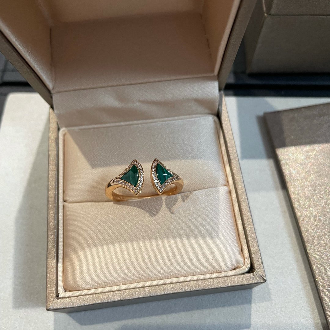 [Clover Jewelry]DREAM MALACHITE DIAMOND OPEN RING
