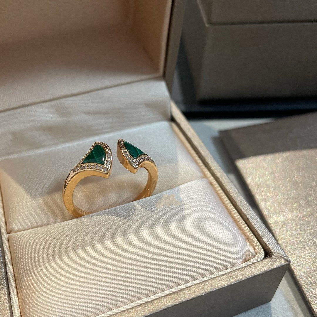 [Clover Jewelry]DREAM MALACHITE DIAMOND OPEN RING