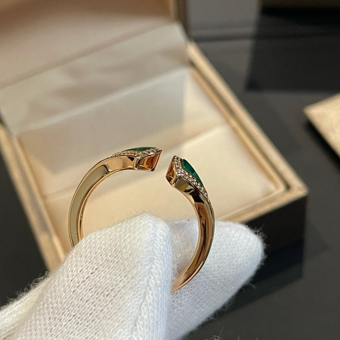 [Clover Jewelry]DREAM MALACHITE DIAMOND OPEN RING
