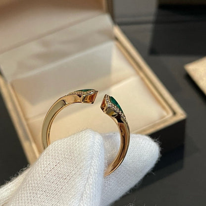 [Clover Jewelry]DREAM MALACHITE DIAMOND OPEN RING