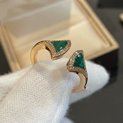 [Clover Jewelry]DREAM MALACHITE DIAMOND OPEN RING