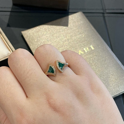 [Clover Jewelry]DREAM MALACHITE DIAMOND OPEN RING