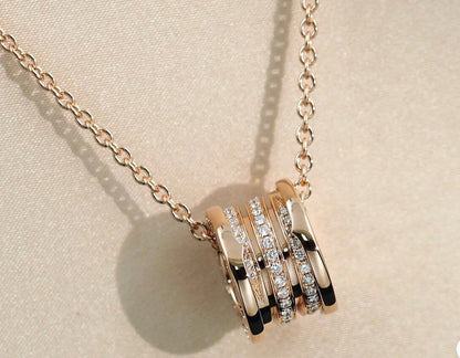[Clover Jewelry]ZERO 1 PINK GOLD DIAMOND NECKLACE