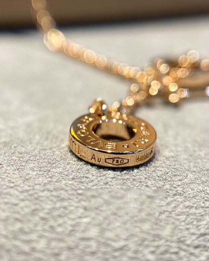 [Clover Jewelry]DREAM MALACHITE DIAMOND PAVED PINK GOLD NECKLACE