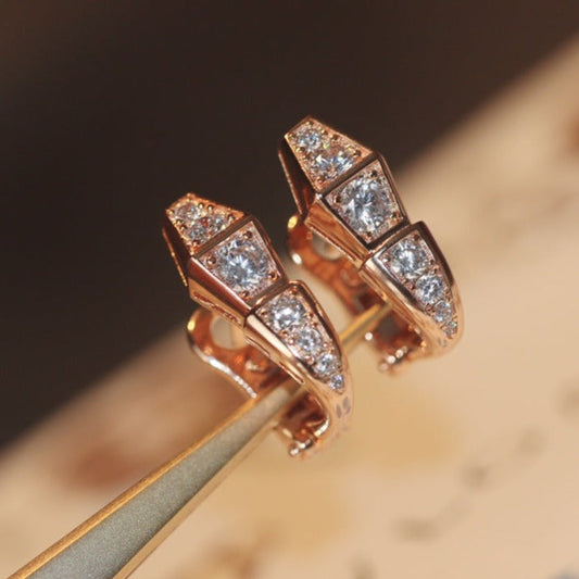 [Clover Jewelry]SERPENT PINK GOLD DIAMOND EARRINGS