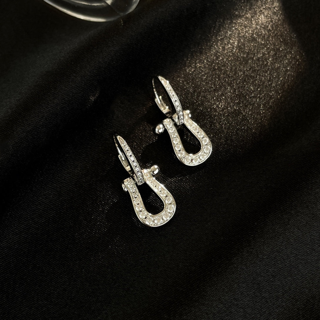 [Clover Jewelry]FORCE 10 FULL DIAMOND DROP EARRINGS MEDIUM MODEL