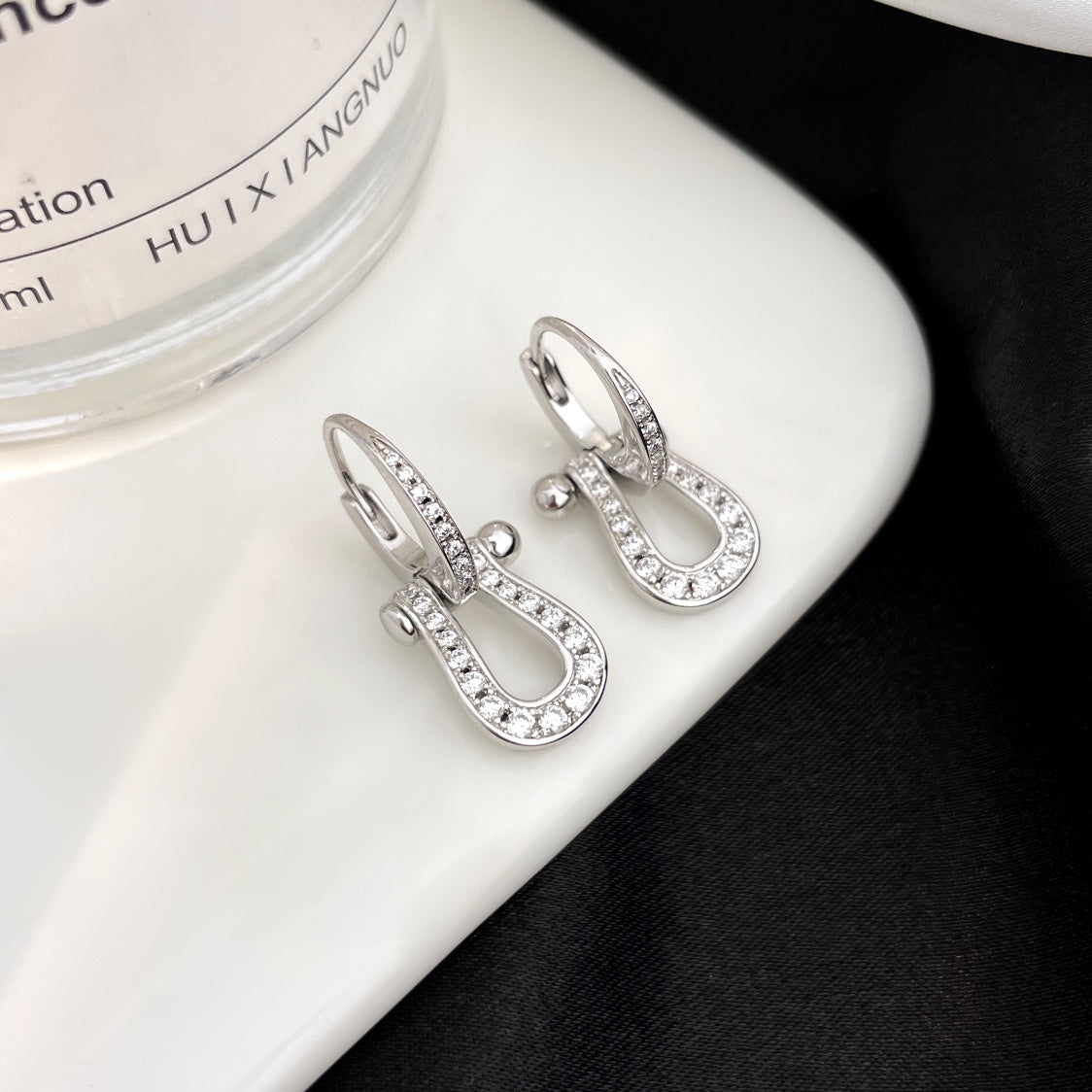 [Clover Jewelry]FORCE 10 FULL DIAMOND DROP EARRINGS MEDIUM MODEL