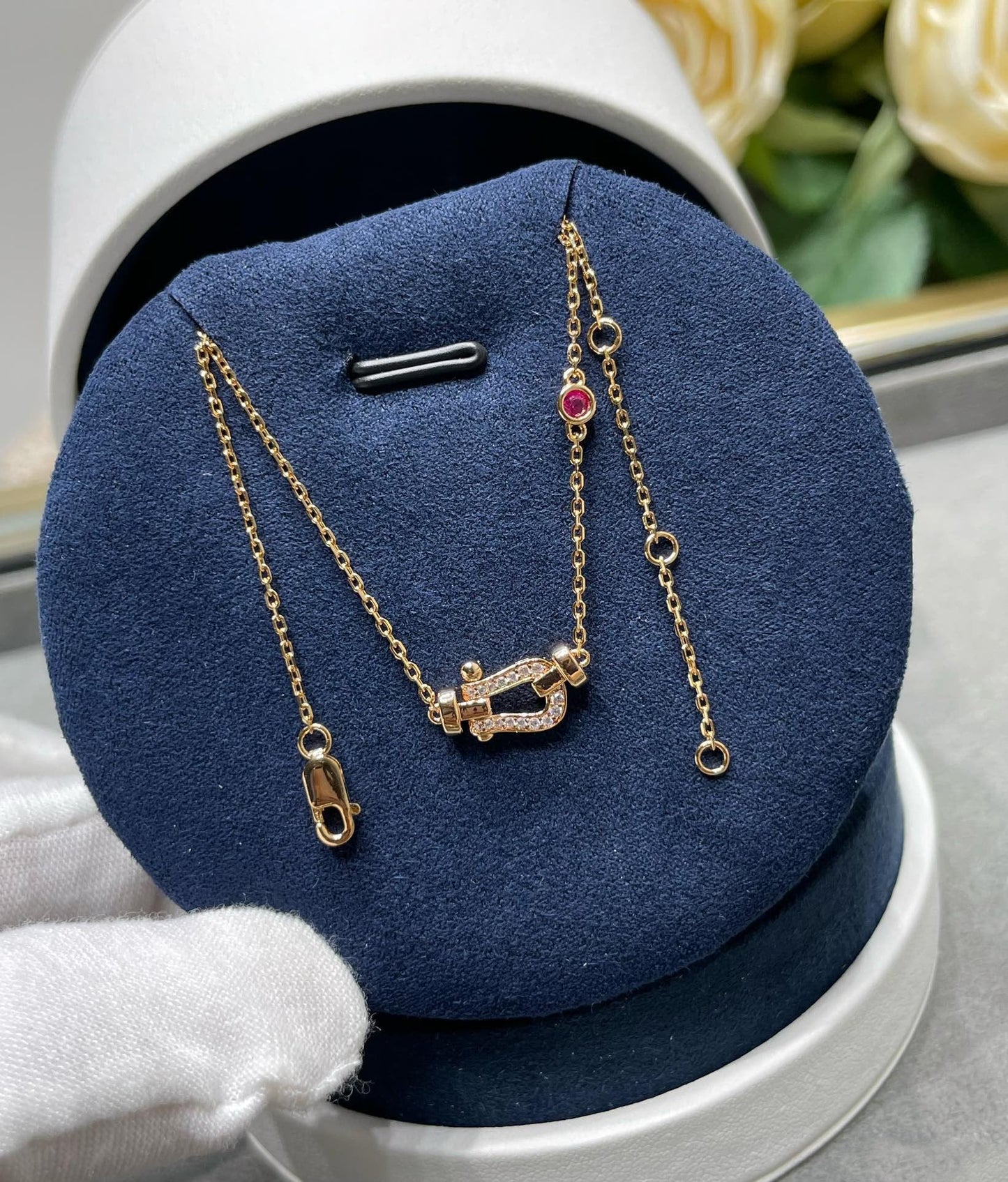 [Clover Jewelry]FORCE 10 DIAMOND PINK GOLD NECKLACE