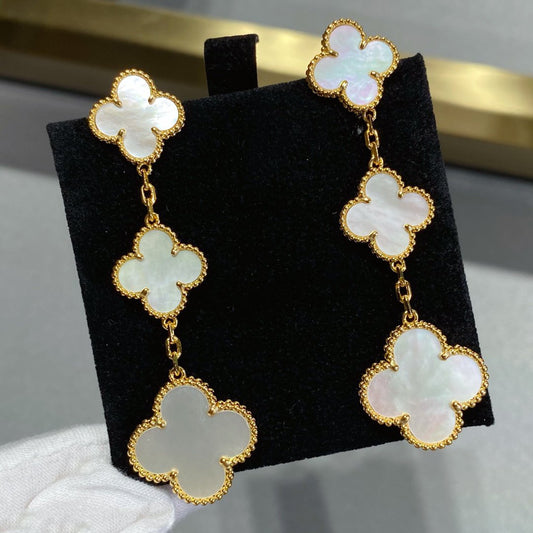 [Clover Jewelry]CLOVER MOP 3 MOTIFS GOLD EARRINGS