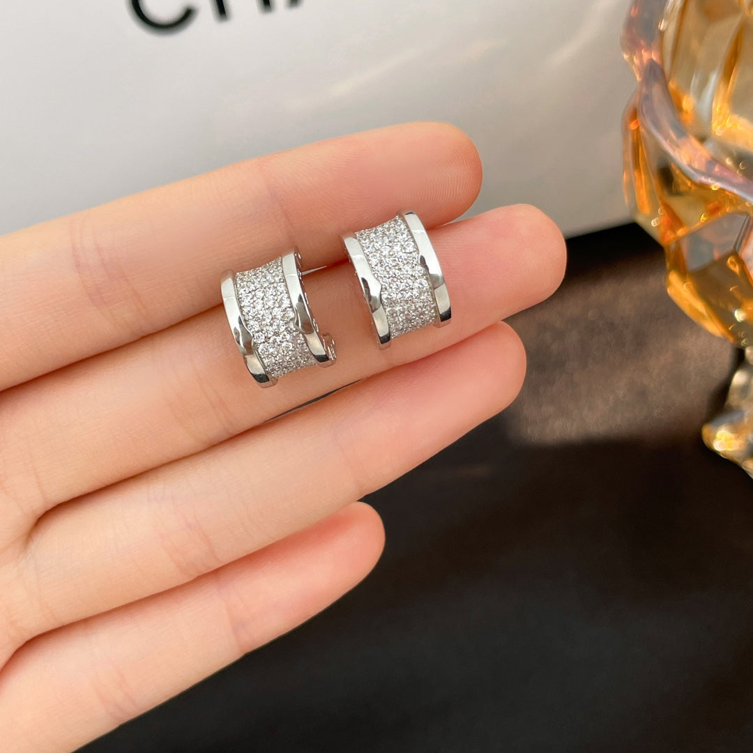 [Clover Jewelry]ZERO 1 DIAMOND PAVED EARRINGS