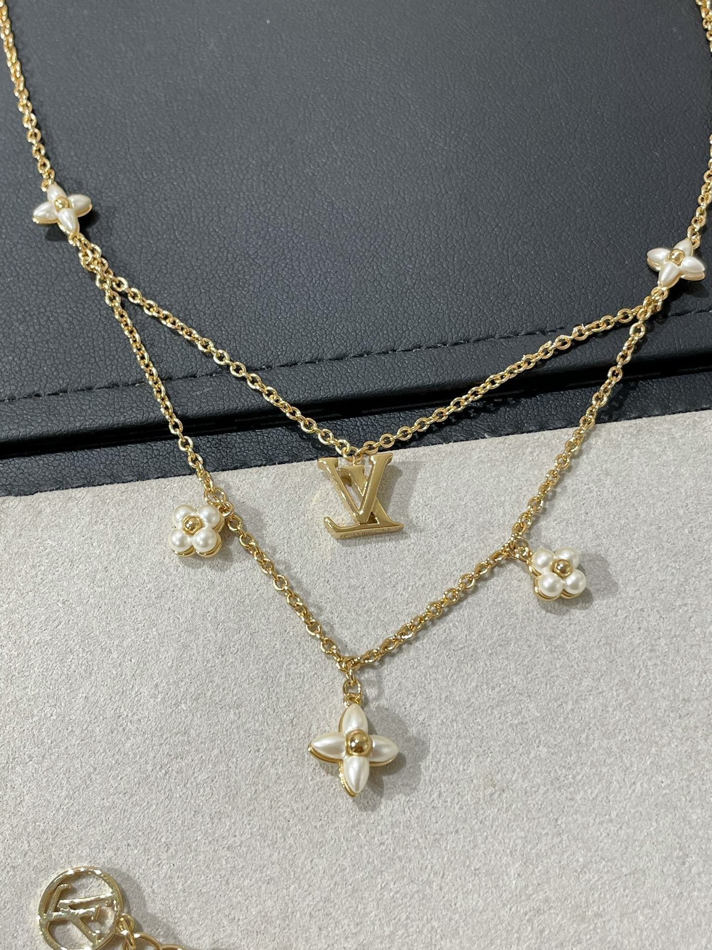 [Clover Jewelry]FLOWERGRAM GOLD MOP DOUBLE ROW NECKLACE