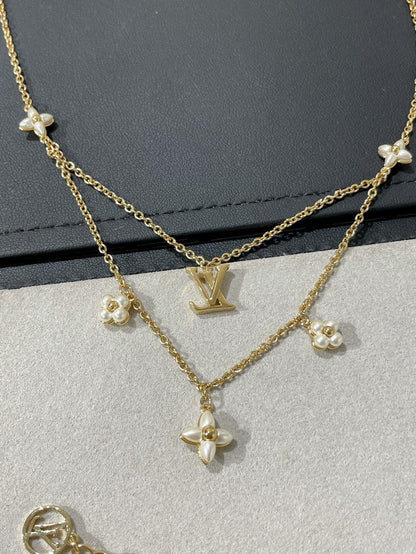 [Clover Jewelry]FLOWERGRAM GOLD MOP DOUBLE ROW NECKLACE