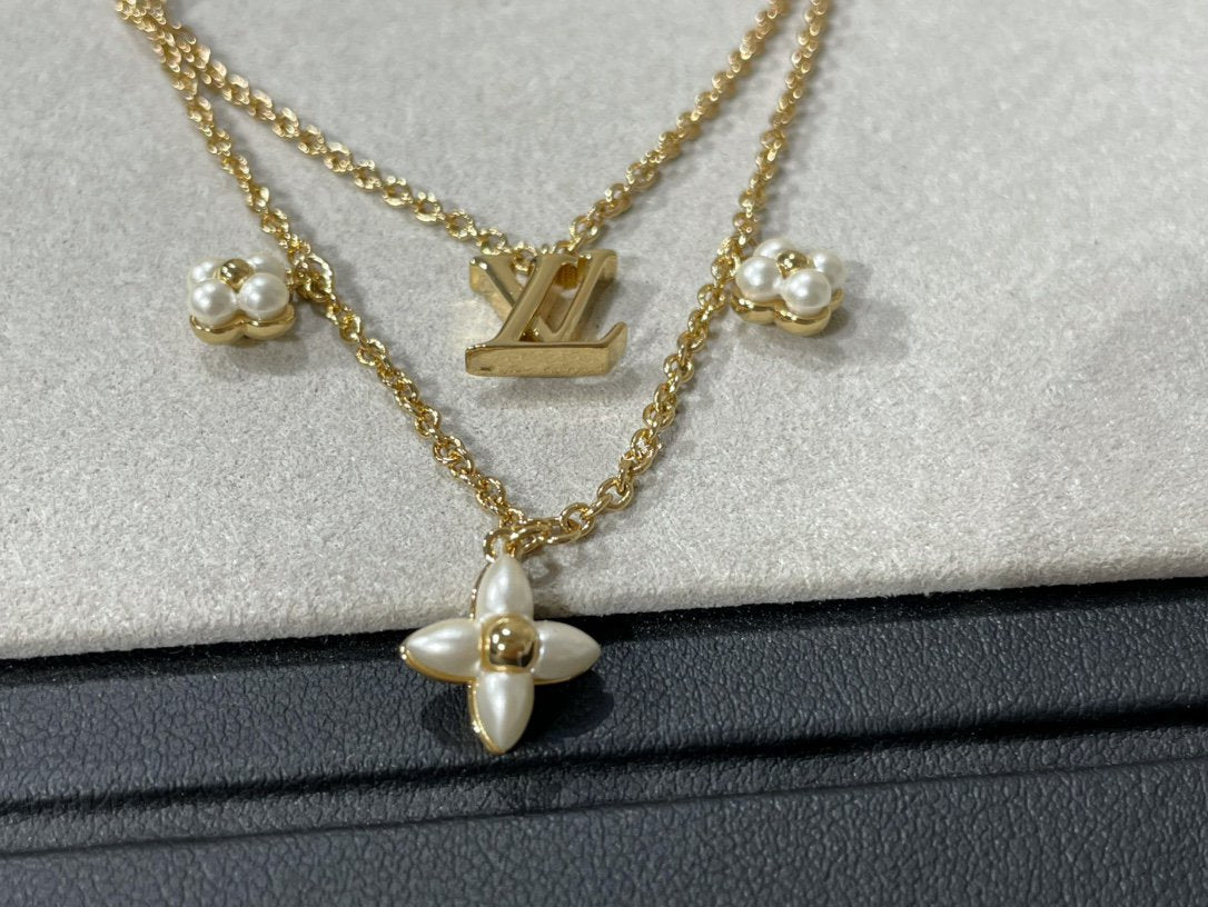 [Clover Jewelry]FLOWERGRAM GOLD MOP DOUBLE ROW NECKLACE